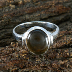 Smoky Quartz Solitaire German Silver Brown Gemstones Minimal Artisan Ring Jewelry
