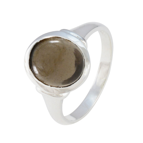 Smoky Quartz Solitaire German Silver Brown Gemstones Minimal Artisan Ring Jewelry