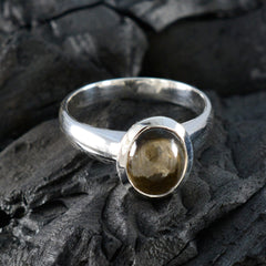 Smoky Quartz Solitaire Moroccan Sterling Silver Brown Gemstone Classic Luxurious Ring Jewellery