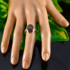Smoky Quartz Solitaire African 925 Silver Brown Gems Minimal Boho Ring Jewellery