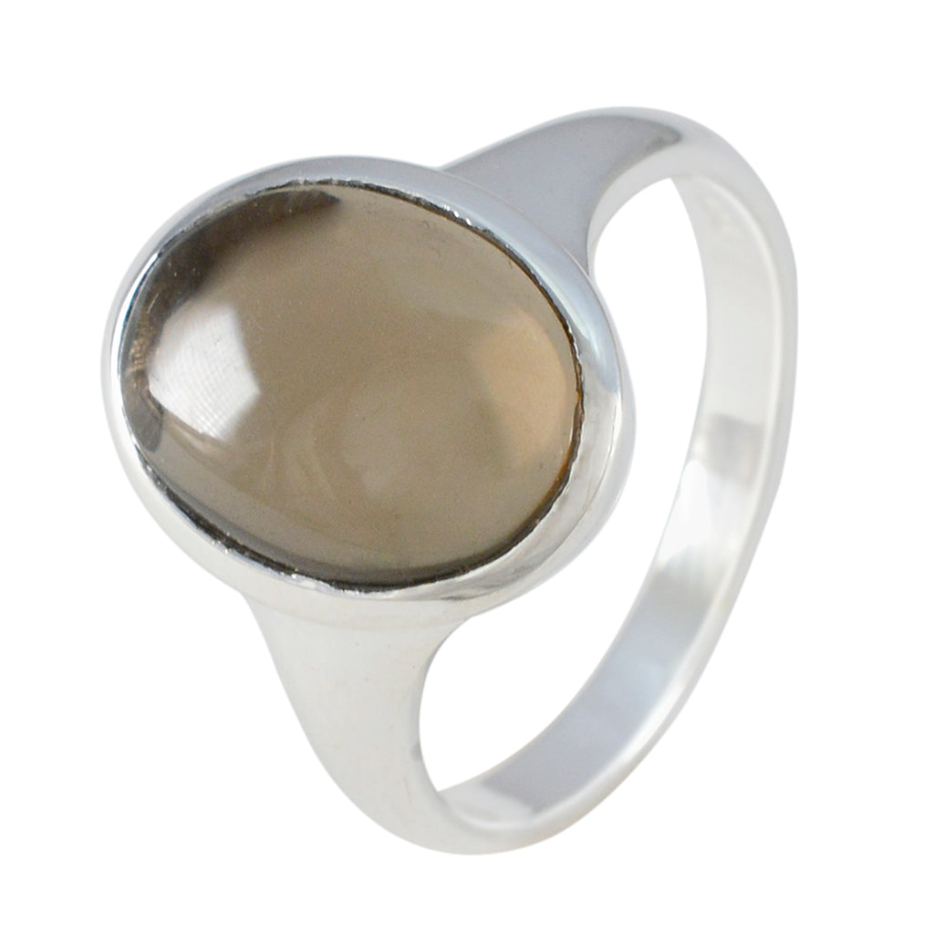 Smoky Quartz Solitaire African 925 Silver Brown Gems Minimal Boho Ring Jewellery