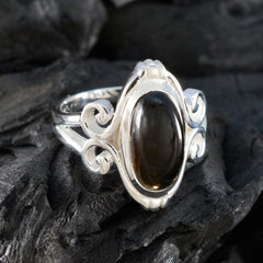 Smoky Quartz Solitaire Indian 925 Silver Brown Gemstones Classic Glamorous Ring Jewellery
