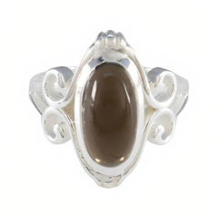 Smoky Quartz Solitaire Indian 925 Silver Brown Gemstones Classic Glamorous Ring Jewellery