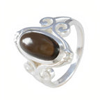 Smoky Quartz Solitaire Indian 925 Silver Brown Gemstones Classic Glamorous Ring Jewellery