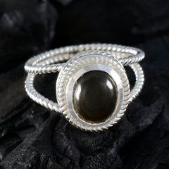 Smoky Quartz Solitaire Latin American Sterling Silver Brown Gemstone Classic Rope Wire Ring Jewelry