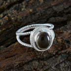 Smoky Quartz Solitaire Latin American Sterling Silver Brown Gemstone Classic Rope Wire Ring Jewelry