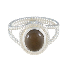 Smoky Quartz Solitaire Latin American Sterling Silver Brown Gemstone Classic Rope Wire Ring Jewelry