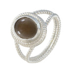 Smoky Quartz Solitaire Latin American Sterling Silver Brown Gemstone Classic Rope Wire Ring Jewelry