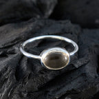 Smoky Quartz Solitaire Korean 92.5 Silver Brown Gemstone Elegant  Graceful Ring Jewelry