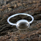 Smoky Quartz Solitaire Korean 92.5 Silver Brown Gemstone Elegant  Graceful Ring Jewelry