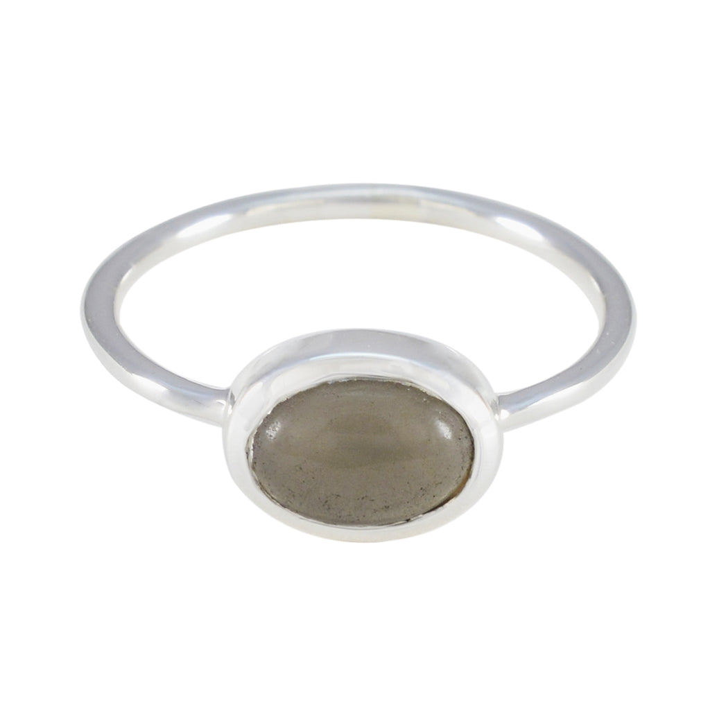 Smoky Quartz Solitaire Korean 92.5 Silver Brown Gemstone Elegant  Graceful Ring Jewelry