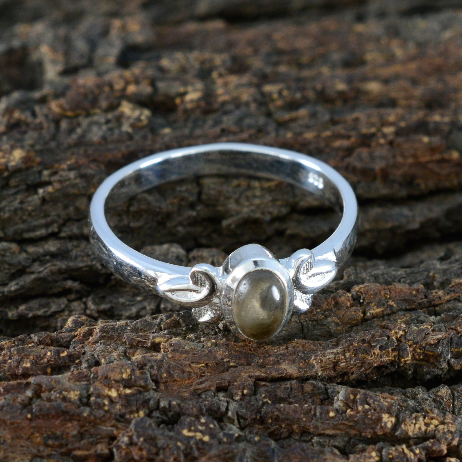 Smoky Quartz Solitaire Turkish Silver Brown Gems Dainty Abstract Ring Jewelry