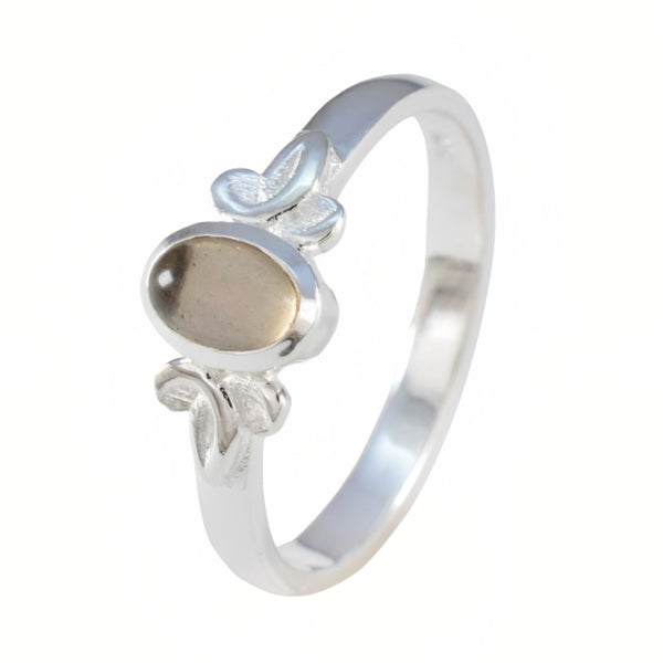 Smoky Quartz Solitaire Turkish Silver Brown Gems Dainty Abstract Ring Jewelry