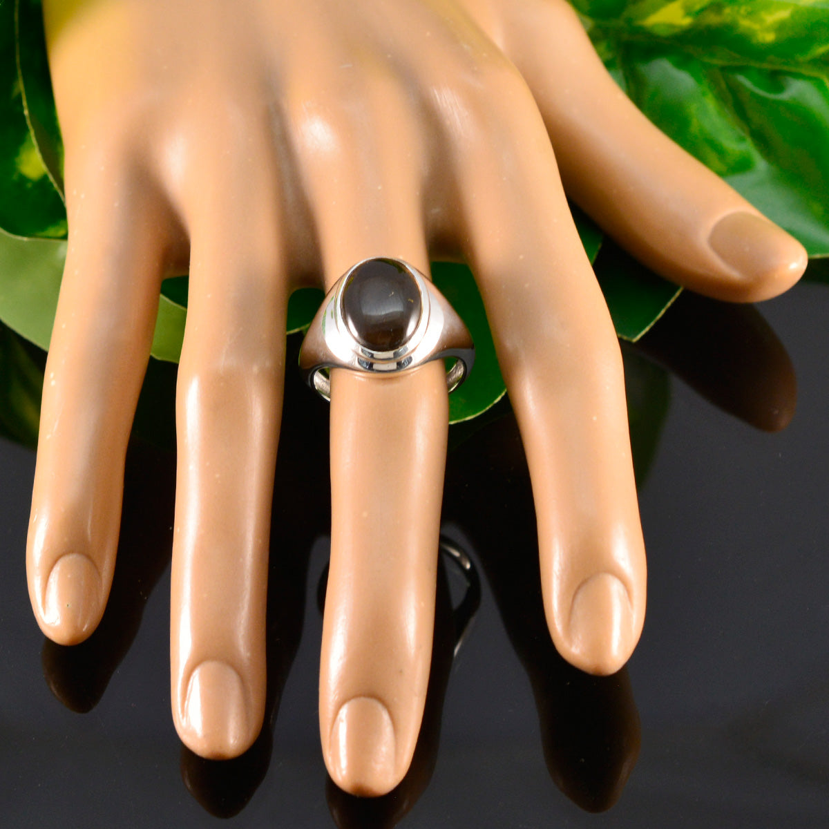 Smoky Quartz Solitaire French Sterling Silver Brown Gemstone Classic Sophisticated Ring Jewelry