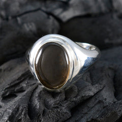 Smoky Quartz Solitaire French Sterling Silver Brown Gemstone Classic Sophisticated Ring Jewelry