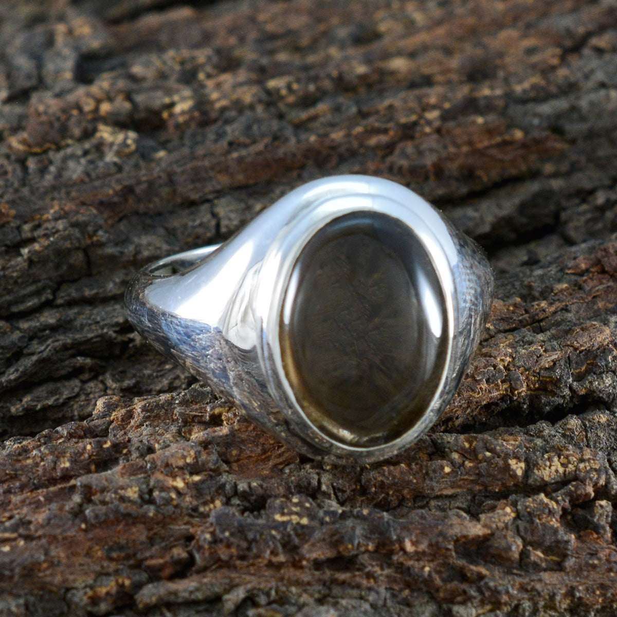 Smoky Quartz Solitaire French Sterling Silver Brown Gemstone Classic Sophisticated Ring Jewelry