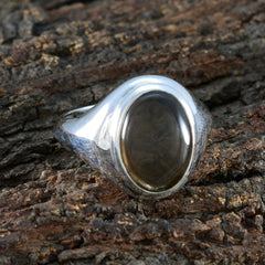 Smoky Quartz Solitaire French Sterling Silver Brown Gemstone Classic Sophisticated Ring Jewelry