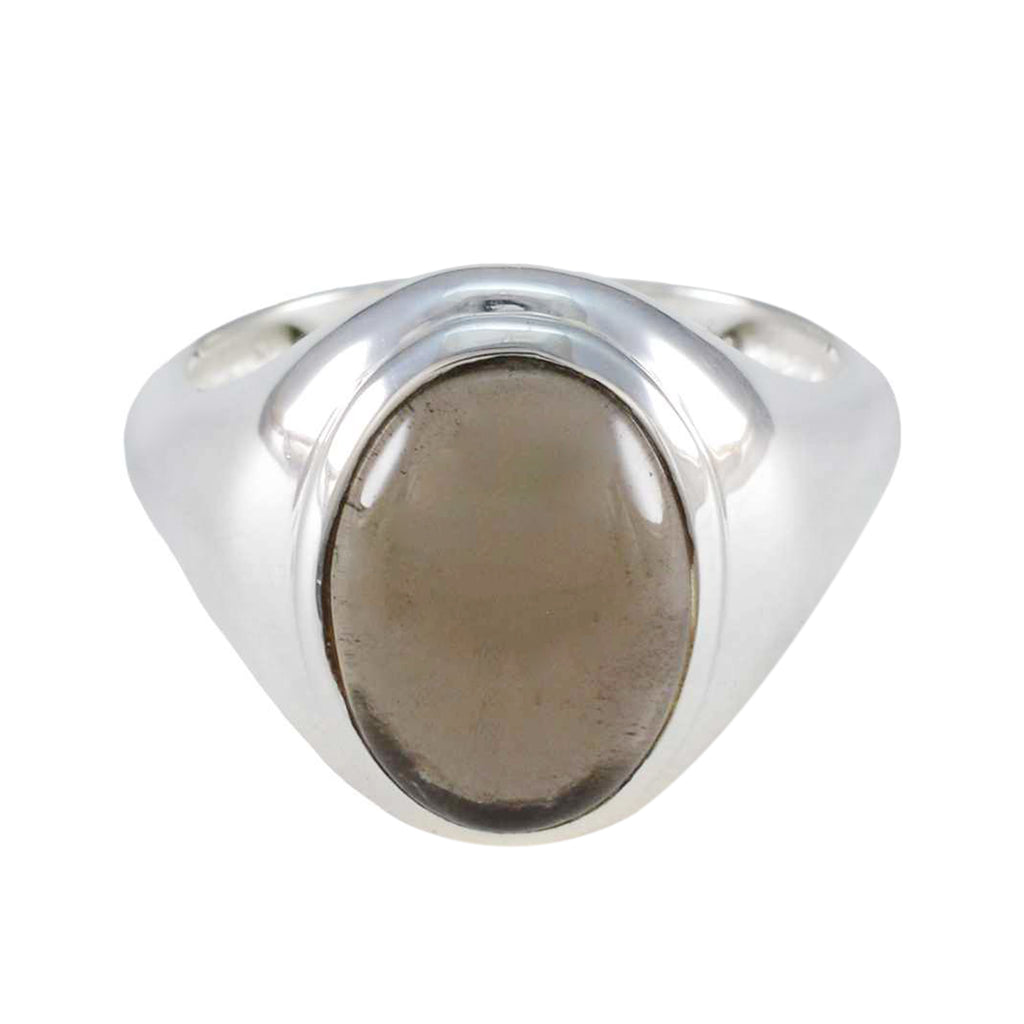 Smoky Quartz Solitaire French Sterling Silver Brown Gemstone Classic Sophisticated Ring Jewelry