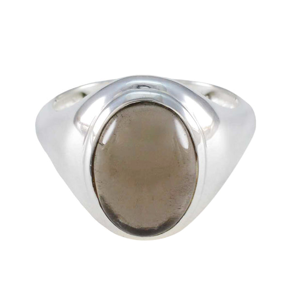 Smoky Quartz Solitaire French Sterling Silver Brown Gemstone Classic Sophisticated Ring Jewelry