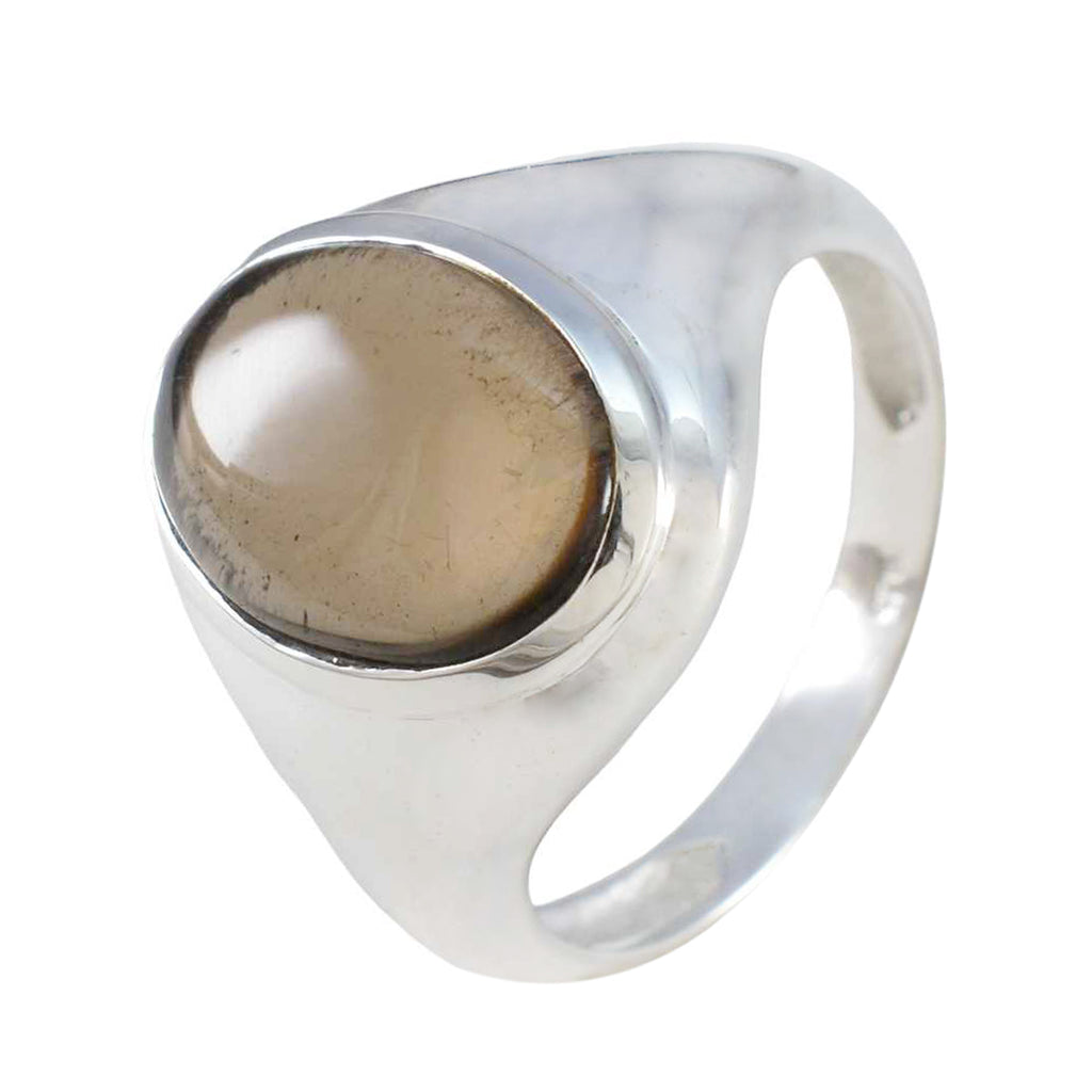 Smoky Quartz Solitaire French Sterling Silver Brown Gemstone Classic Sophisticated Ring Jewelry