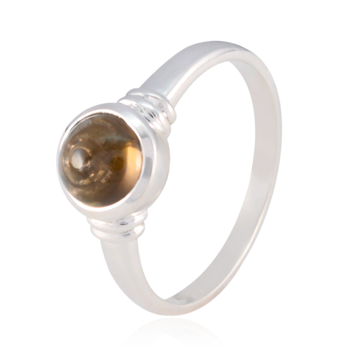 smoky quartz Solitaire African 92.5 Silver Brown Gemstone Featherlight Feminine Ring Jewelry