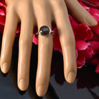 smoky quartz Solitaire French 925 Silver Brown Gemstones Tiny Glamorous Ring Jewelry