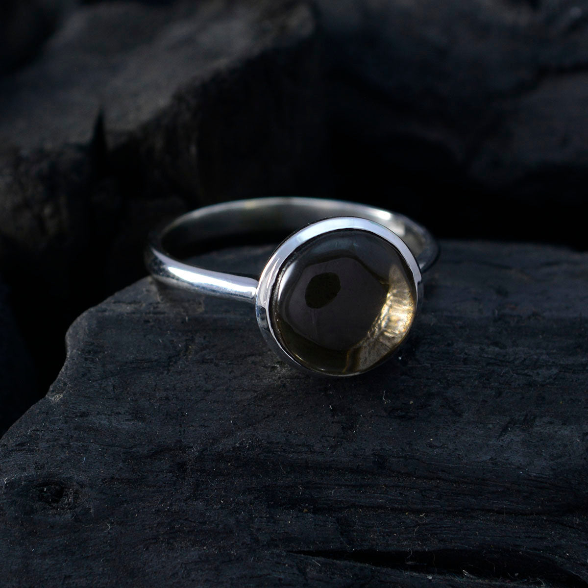 smoky quartz Solitaire French 925 Silver Brown Gemstones Tiny Glamorous Ring Jewelry