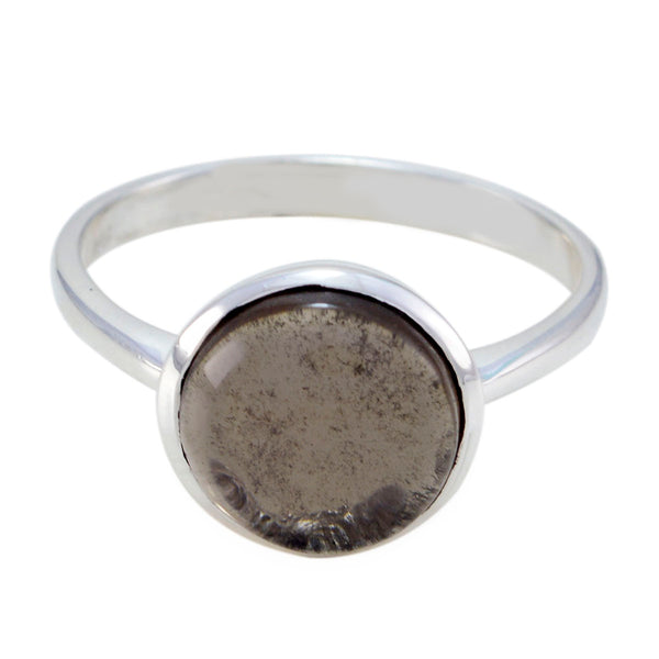 smoky quartz Solitaire French 925 Silver Brown Gemstones Tiny Glamorous Ring Jewelry