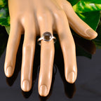 Smoky Quartz Solitaire German 92.5 Silver Brown Gemstones Slim Modern Ring Jewellery