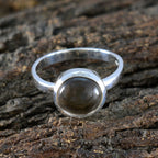 Smoky Quartz Solitaire German 92.5 Silver Brown Gemstones Slim Modern Ring Jewellery