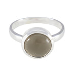 Smoky Quartz Solitaire German 92.5 Silver Brown Gemstones Slim Modern Ring Jewellery