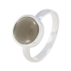 Smoky Quartz Solitaire German 92.5 Silver Brown Gemstones Slim Modern Ring Jewellery