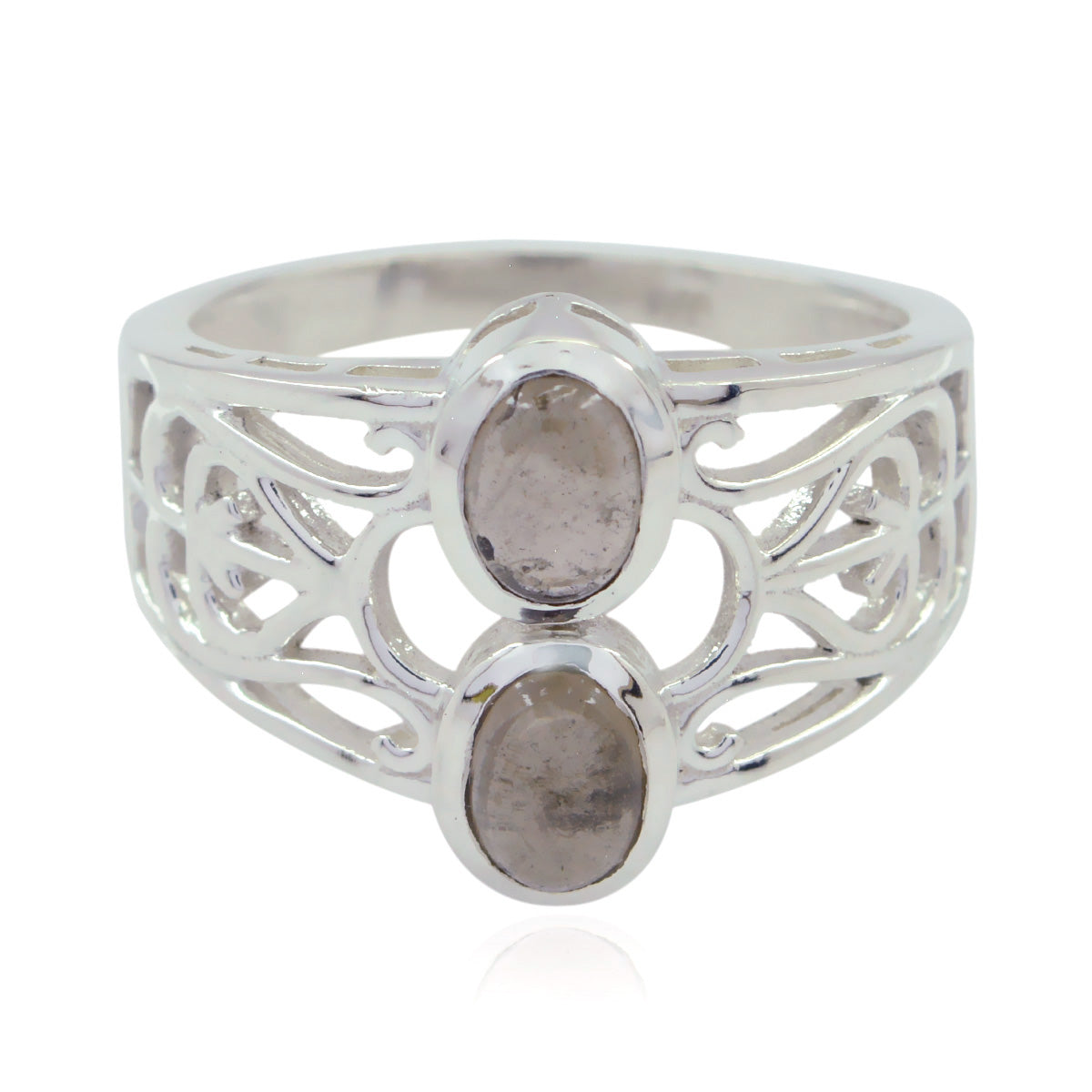 smoky quartz Toi et Moi Spanish 92.5 Silver Brown Gems Classic Filigree Ring Jewelry メイン画像