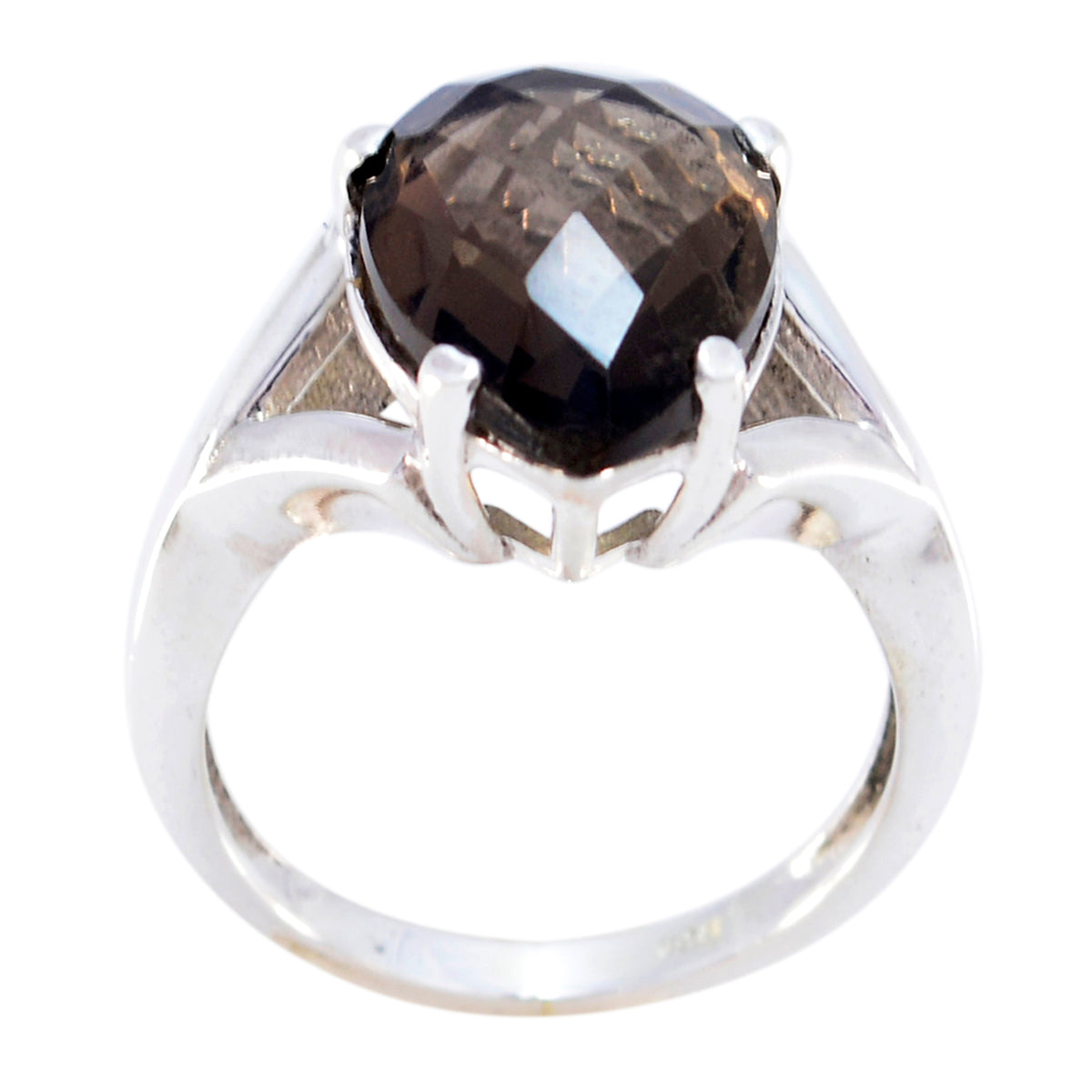 smoky quartz Solitaire Indian 92.5 Silver Brown Gemstone Minimal Engagement Ring Jewellery