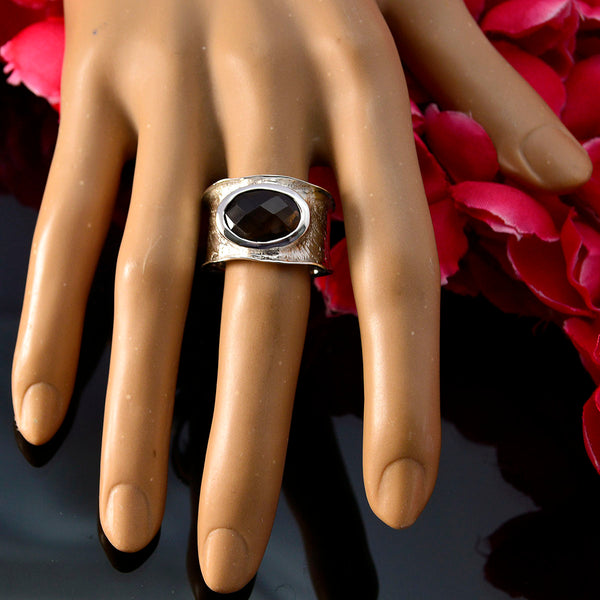 smoky quartz Solitaire German 92.5 Silver Brown Gems Edgy Oversized Band Jewellery