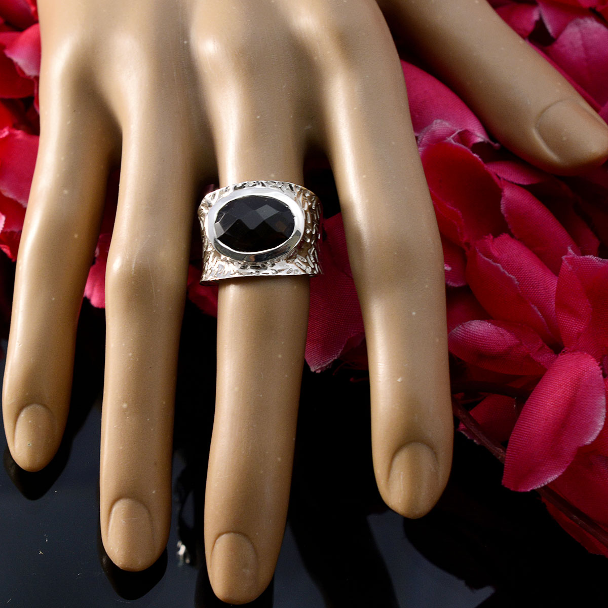 Smoky Quartz Solitaire Indian Silver Brown Gems Essential  engravings Ring Jewellery