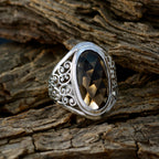 smoky quartz Solitaire Mexican 925 Sterling Silver Brown Gemstones Mid weight Filigree Ring Jewellery