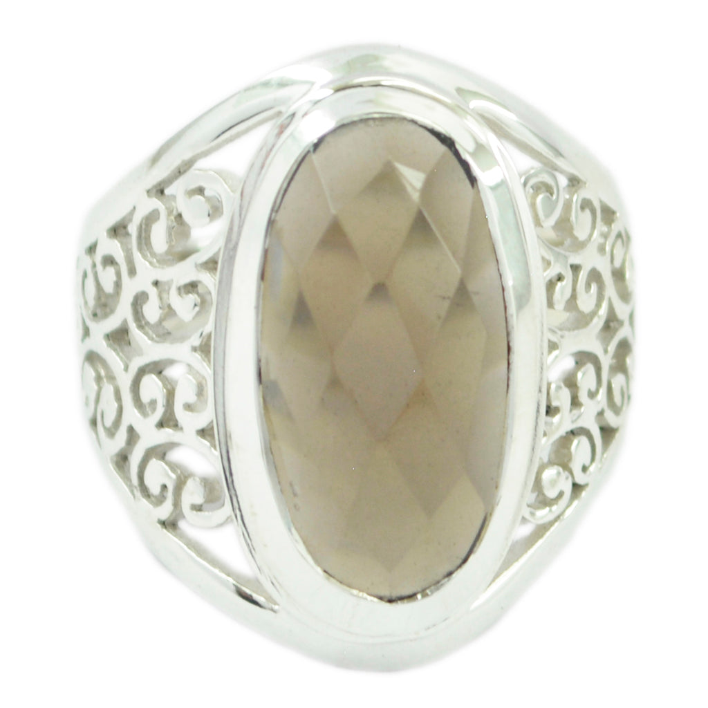 smoky quartz Solitaire Mexican 925 Sterling Silver Brown Gemstones Mid weight Filigree Ring Jewellery