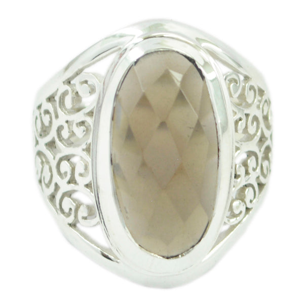 smoky quartz Solitaire Mexican 925 Sterling Silver Brown Gemstones Mid weight Filigree Ring Jewellery
