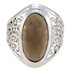 smoky quartz Solitaire Mexican 925 Sterling Silver Brown Gemstones Mid weight Filigree Ring Jewellery