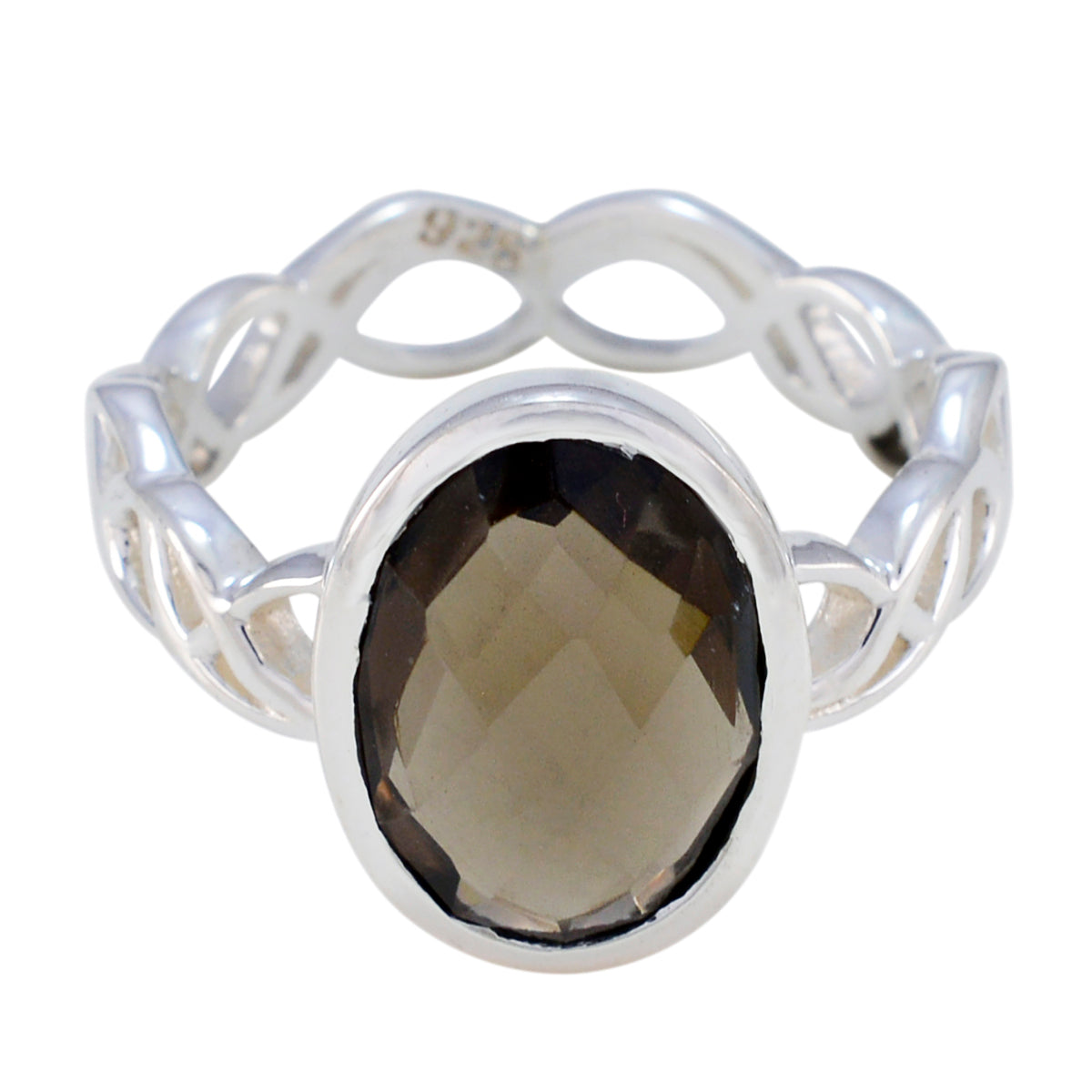 Smoky Quartz Solitaire Mexican Silver Brown Gemstone Minimal Rope Wire Ring Jewelry Main image