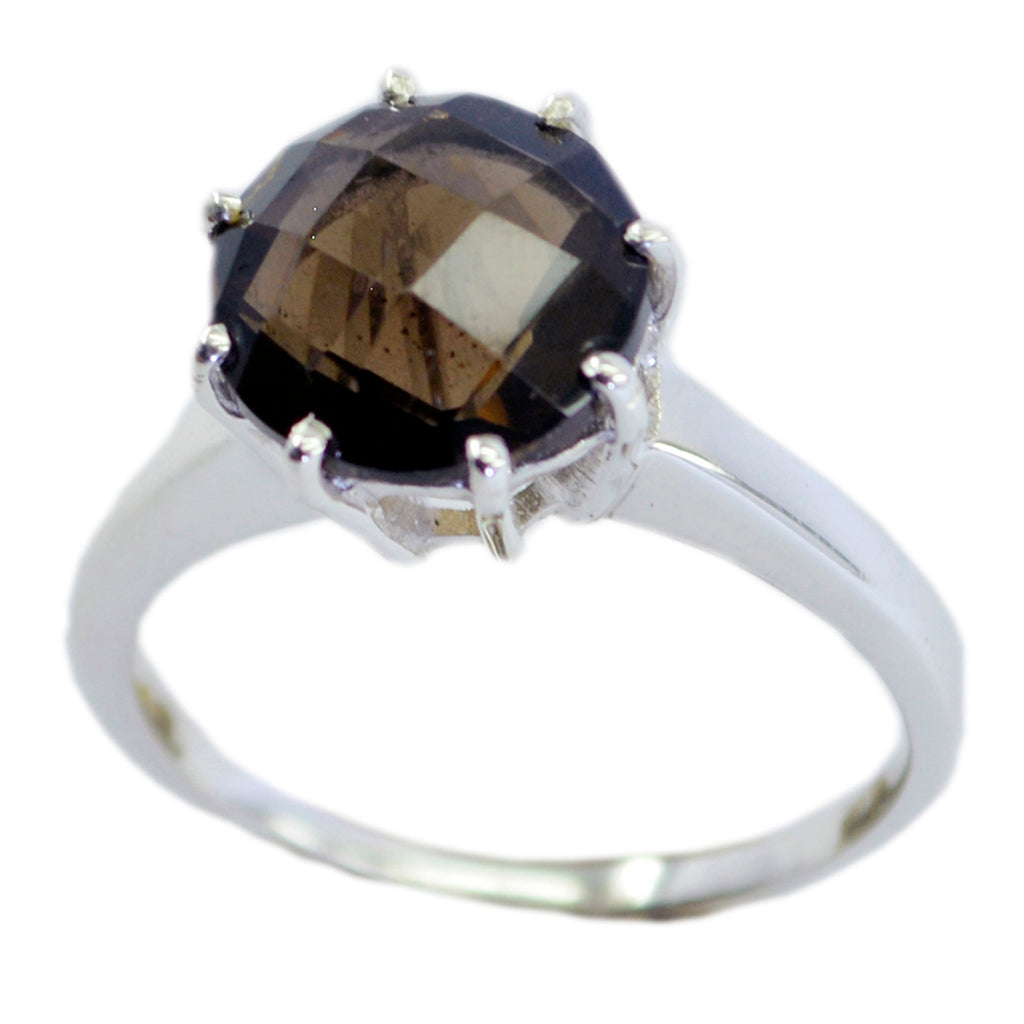 smoky quartz Solitaire American Silver Brown Gemstones Whisper thin Luxurious Ring Jewelry
