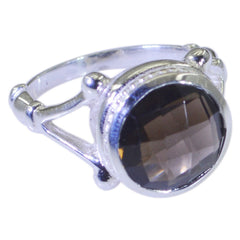 smoky quartz Solitaire German Silver Brown Gemstone Eye catching Abstract Ring Jewellery