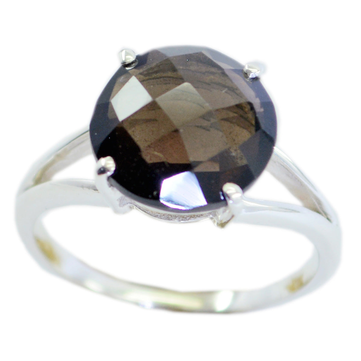 smoky quartz Solitaire Japanese 92.5 Silver Brown Gemstone Whisper thin Feminine Ring Jewelry Immagine principale del prodotto
