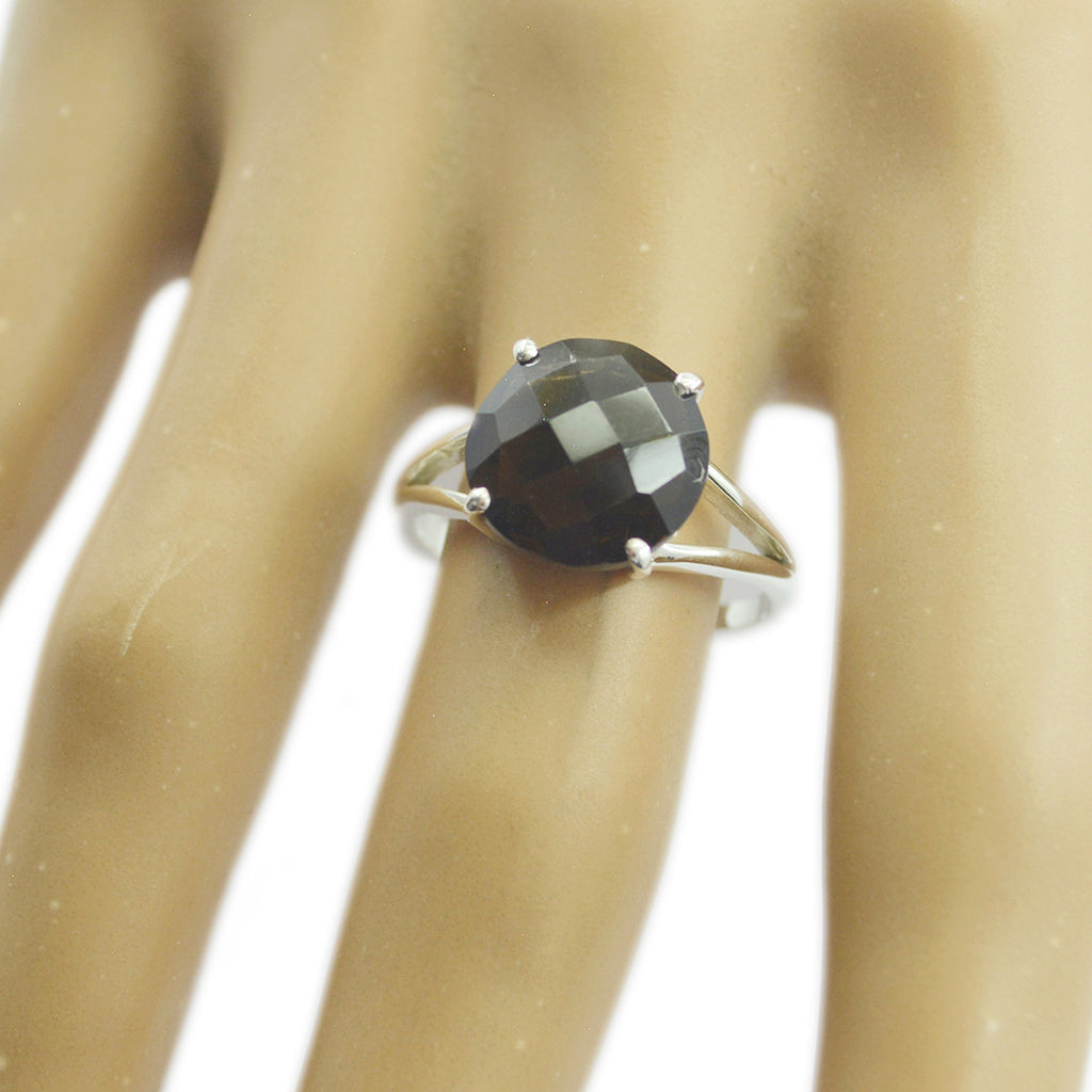 smoky quartz Solitaire Japanese 92.5 Silver Brown Gemstone Whisper thin Feminine Ring Jewelry