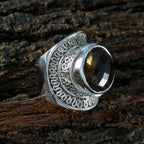 Smoky Quartz Solitaire Spanish 925 Sterling Silver Brown Gemstones Chunky Rope Wire Ring Jewelry