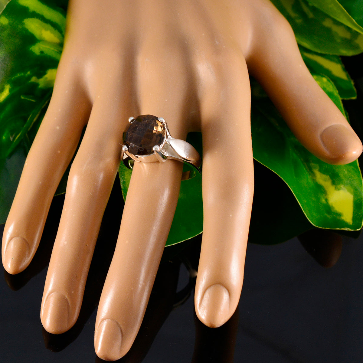 smoky quartz Solitaire Indian 925 Silver Brown Gemstone Essential  Fairytale Ring Jewellery