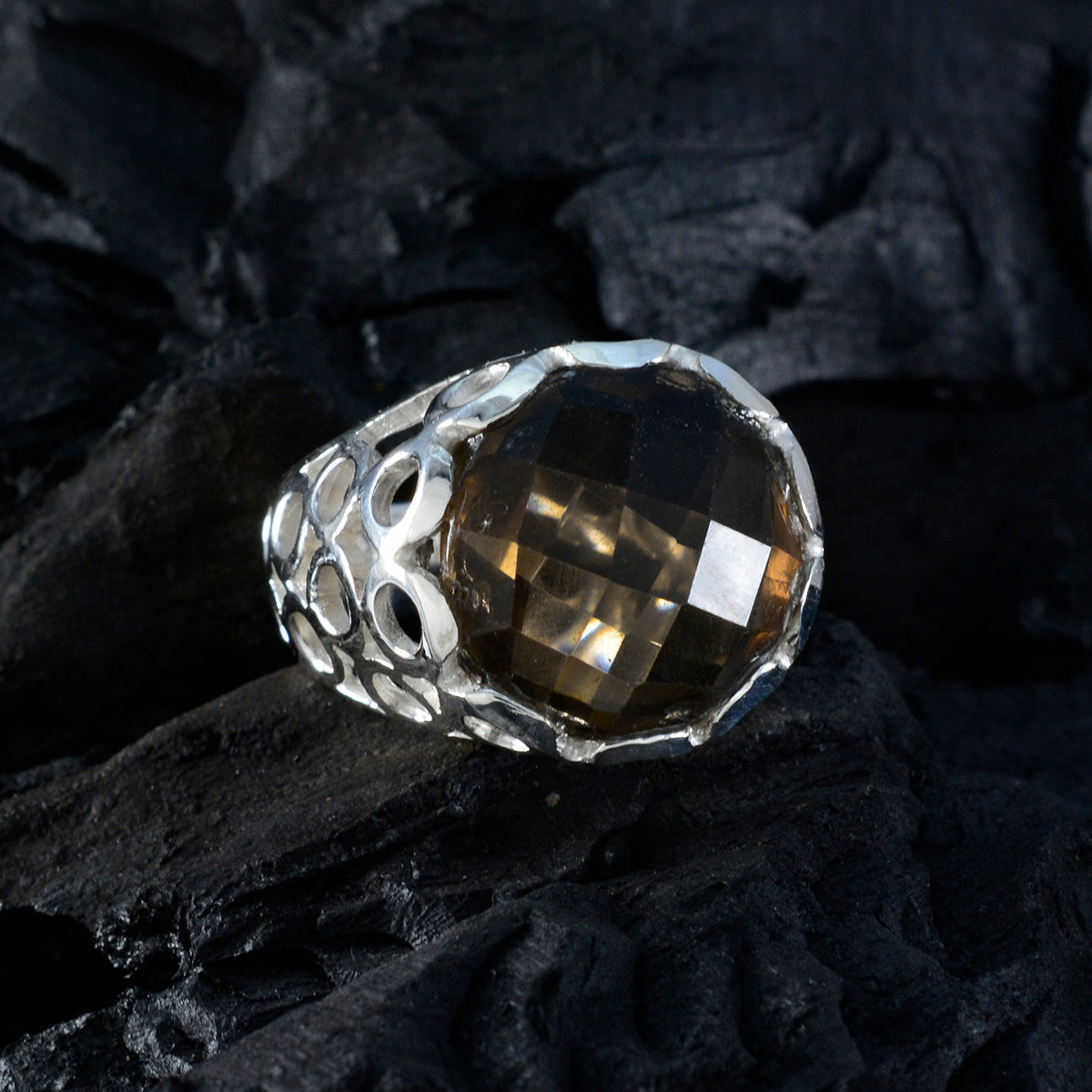 smoky quartz Solitaire Australian 92.5 Silver Brown Gems Classic Filigree Ring Jewelry
