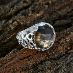smoky quartz Solitaire Australian 92.5 Silver Brown Gems Classic Filigree Ring Jewelry