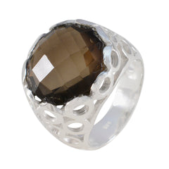 smoky quartz Solitaire Australian 92.5 Silver Brown Gems Classic Filigree Ring Jewelry